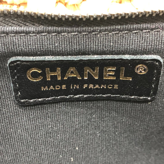 CHANEL Shoulder Bag hemp Beige x black COCO Mark