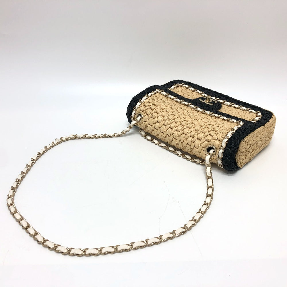 CHANEL Shoulder Bag hemp Beige x black COCO Mark