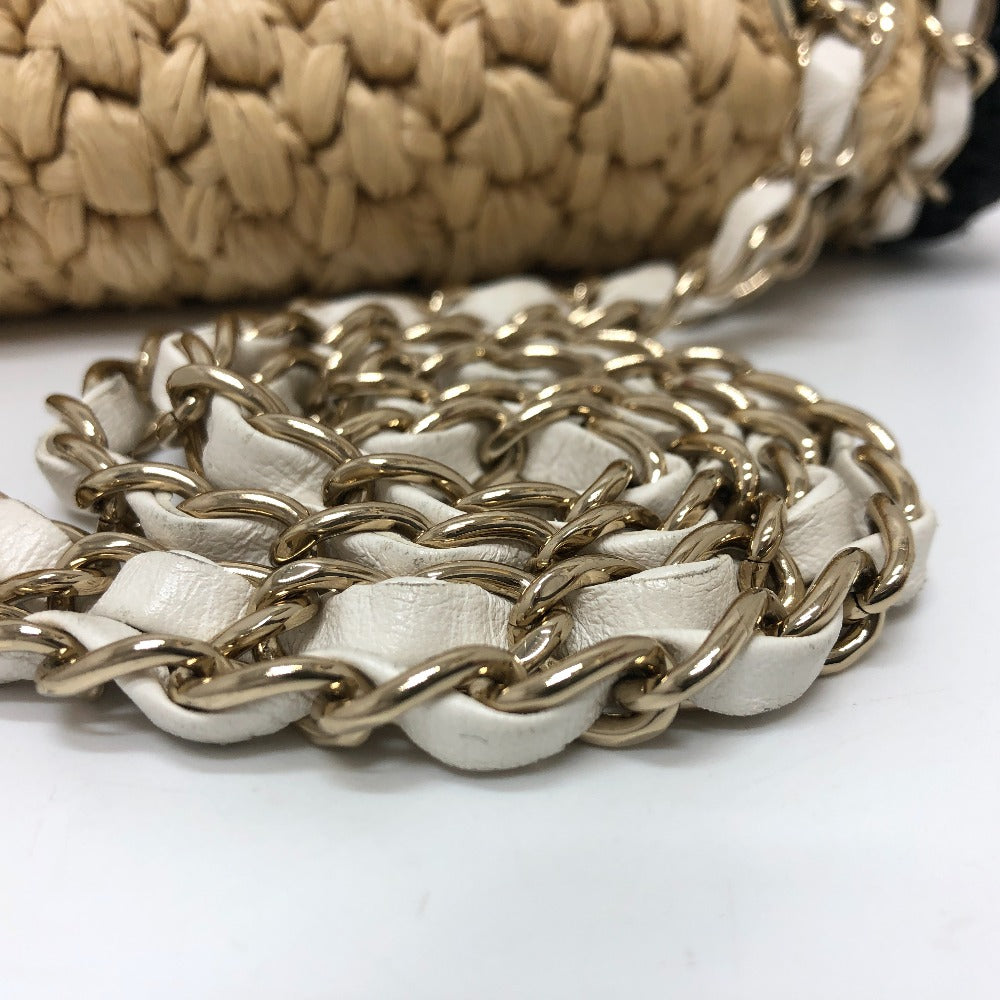 CHANEL Shoulder Bag hemp Beige x black COCO Mark
