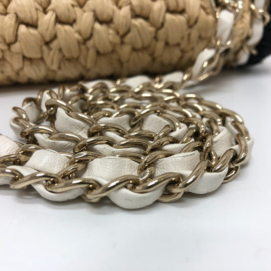 CHANEL Shoulder Bag hemp Beige x black COCO Mark