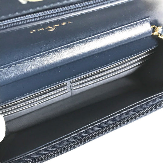 CHANEL Shoulder Bag AP0250 denim blue Long Wallet Purse Chain Bag Matrasse Women Used Authentic