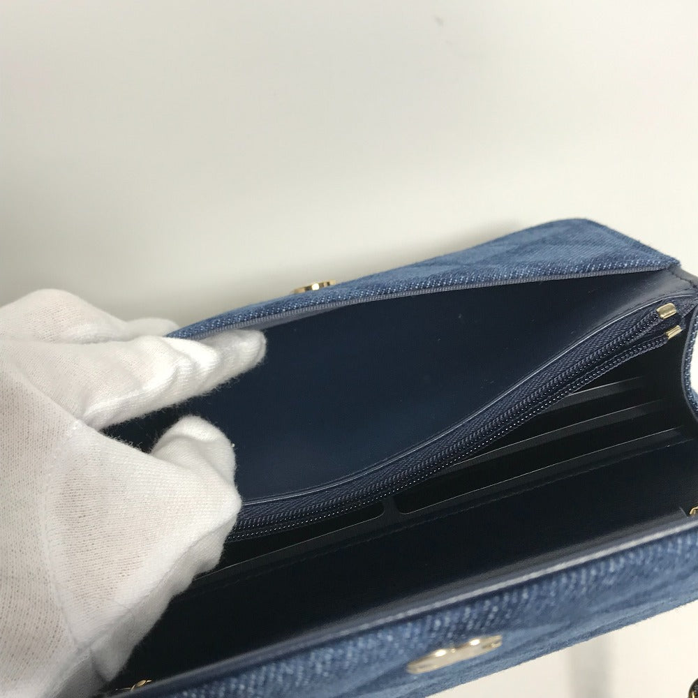 CHANEL Shoulder Bag AP0250 denim blue Long Wallet Purse Chain Bag Matrasse Women Used Authentic
