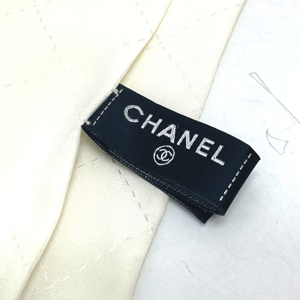 CHANEL scarf silk white COCO Mark Matrasse Women Used Authentic