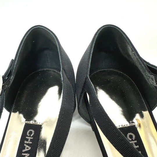 CHANEL pumps G37503 mesh black 21S Merry Jane Women 37 1/2 Used Authentic