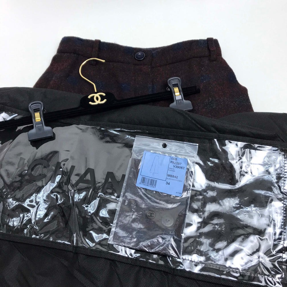 CHANEL Pants fabric Bordeaux Flannel 15B Women 34 Used Authentic