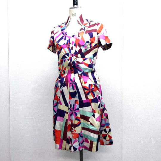 CHANEL one piece P53088 silk multicolor Flower flower 16C Women 36 Used Authentic
