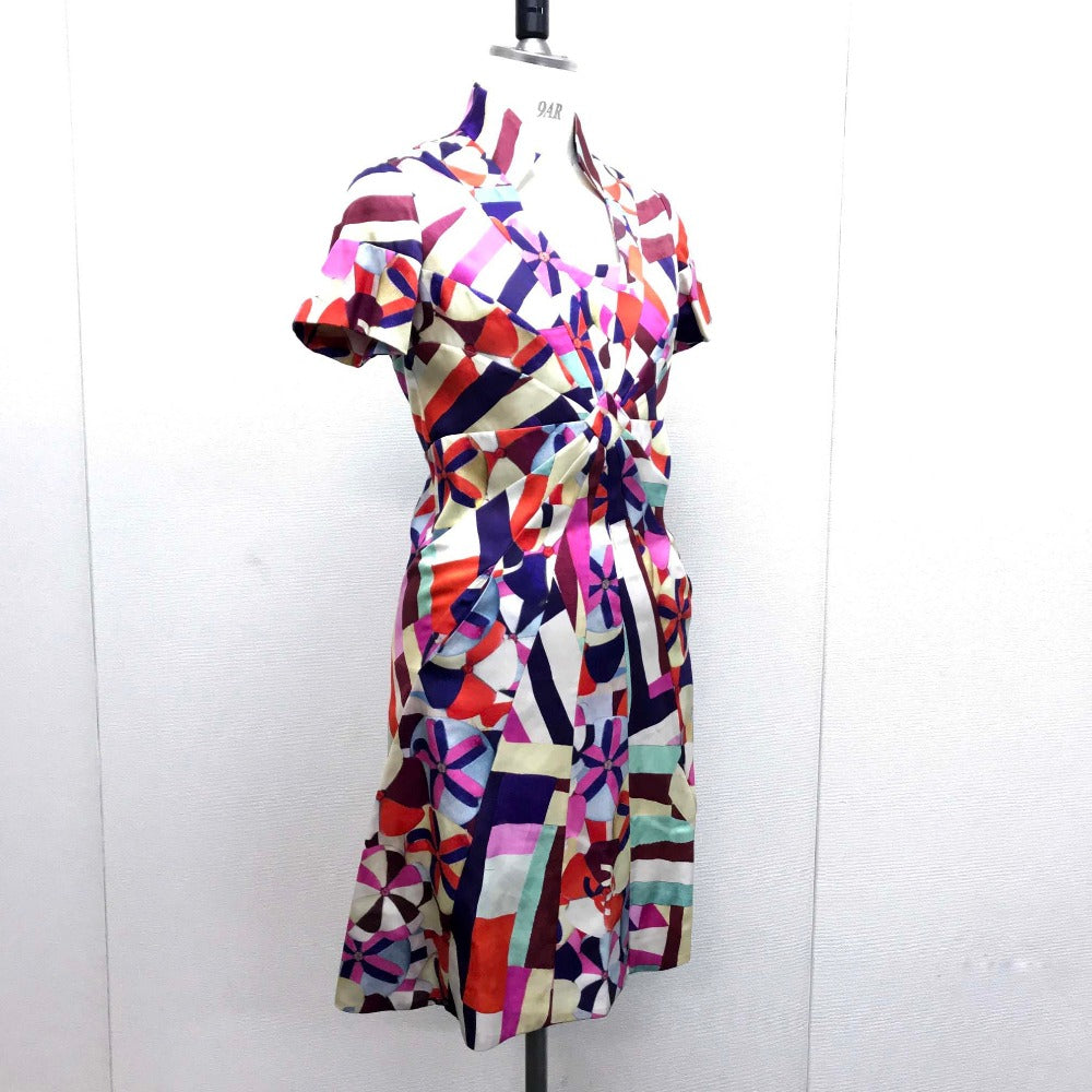 CHANEL one piece P53088 silk multicolor Flower flower 16C Women 36 Used Authentic