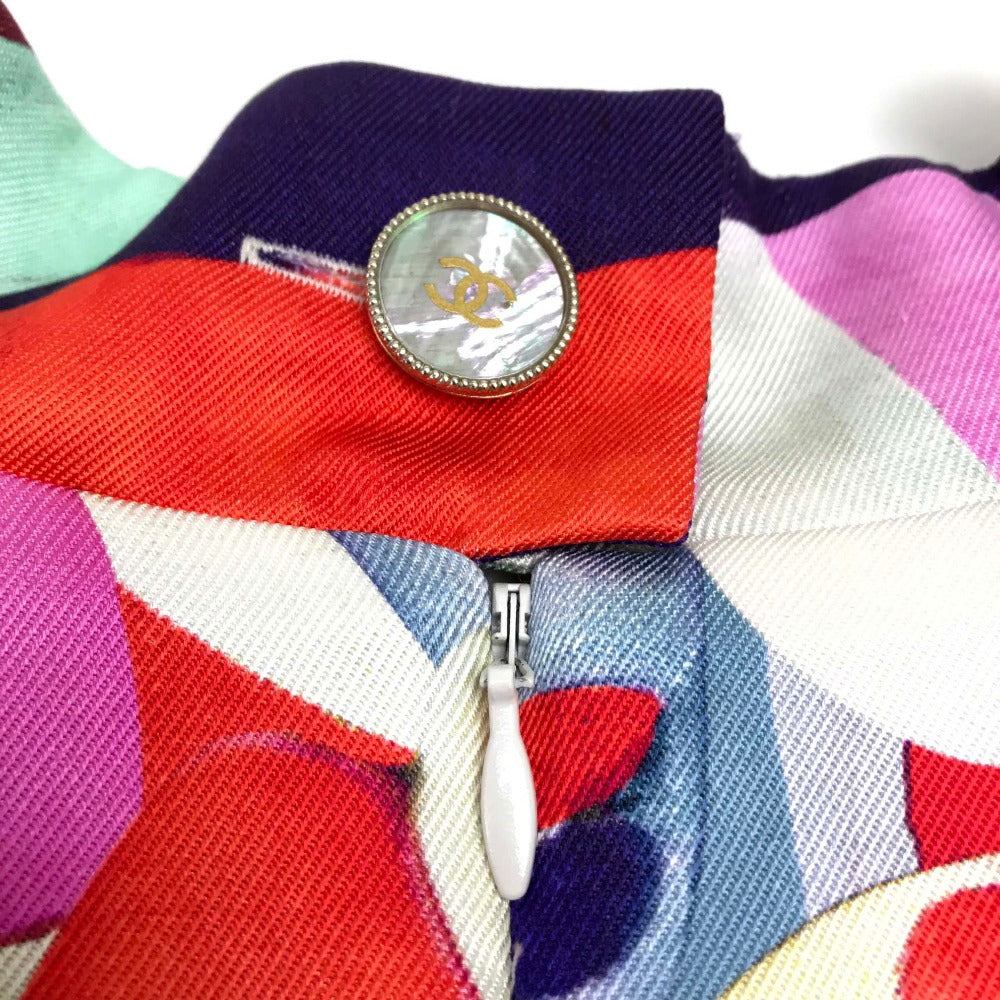 CHANEL one piece P53088 silk multicolor Flower flower 16C Women 36 Used Authentic
