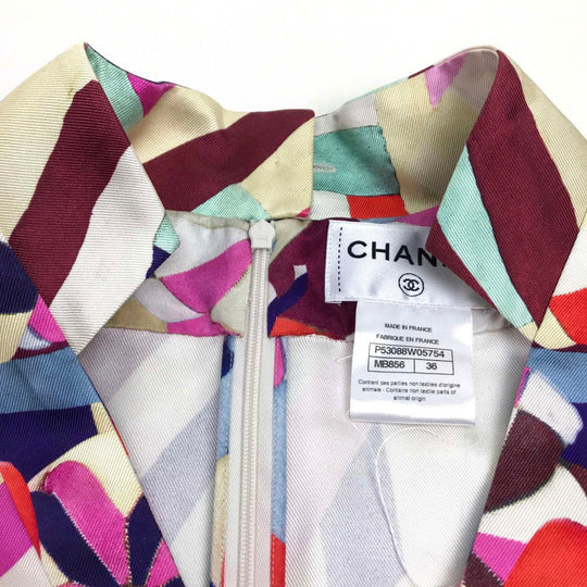 CHANEL one piece P53088 silk multicolor Flower flower 16C Women 36 Used Authentic