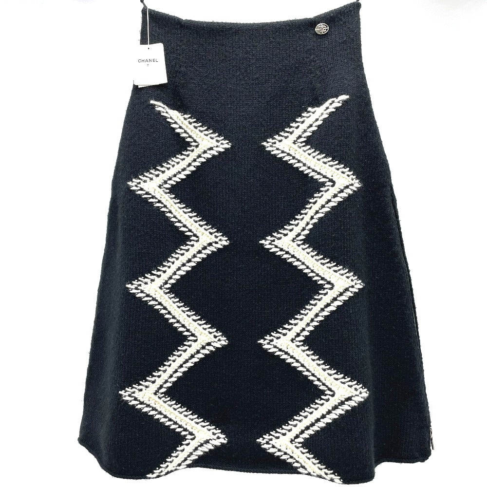 CHANEL skirt P55435K07229 Wool / cashmere black 16K Side double zip Women 34 Used Authentic