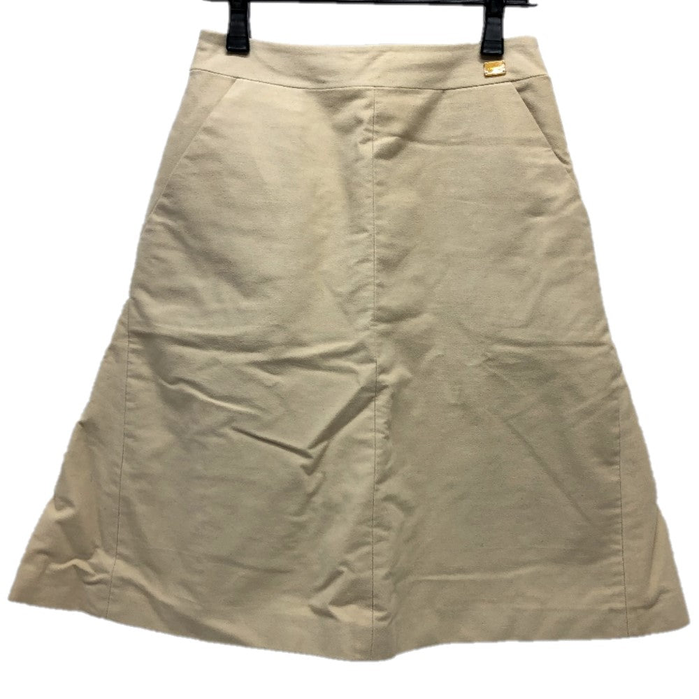 CHANEL skirt AH951 cotton beige Square logo pocket 01A Women 36 Used Authentic