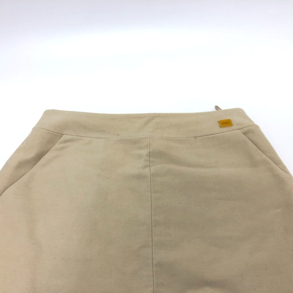 CHANEL skirt AH951 cotton beige Square logo pocket 01A Women 36 Used Authentic