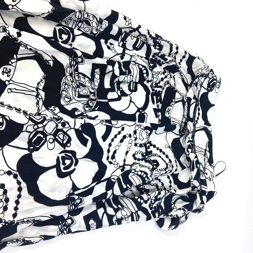 CHANEL skirt P71863 silk white CC COCO Mark Camellia all over pattern icon 34