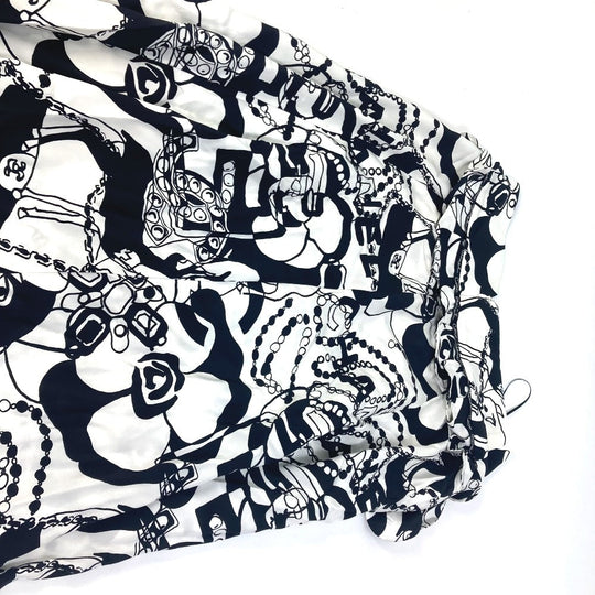 CHANEL skirt P71863 silk white CC COCO Mark Camellia all over pattern icon 34