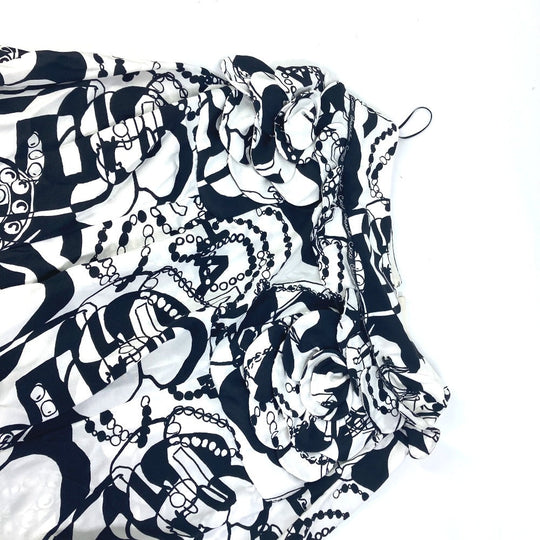 CHANEL skirt P71863 silk white CC COCO Mark Camellia all over pattern icon 34