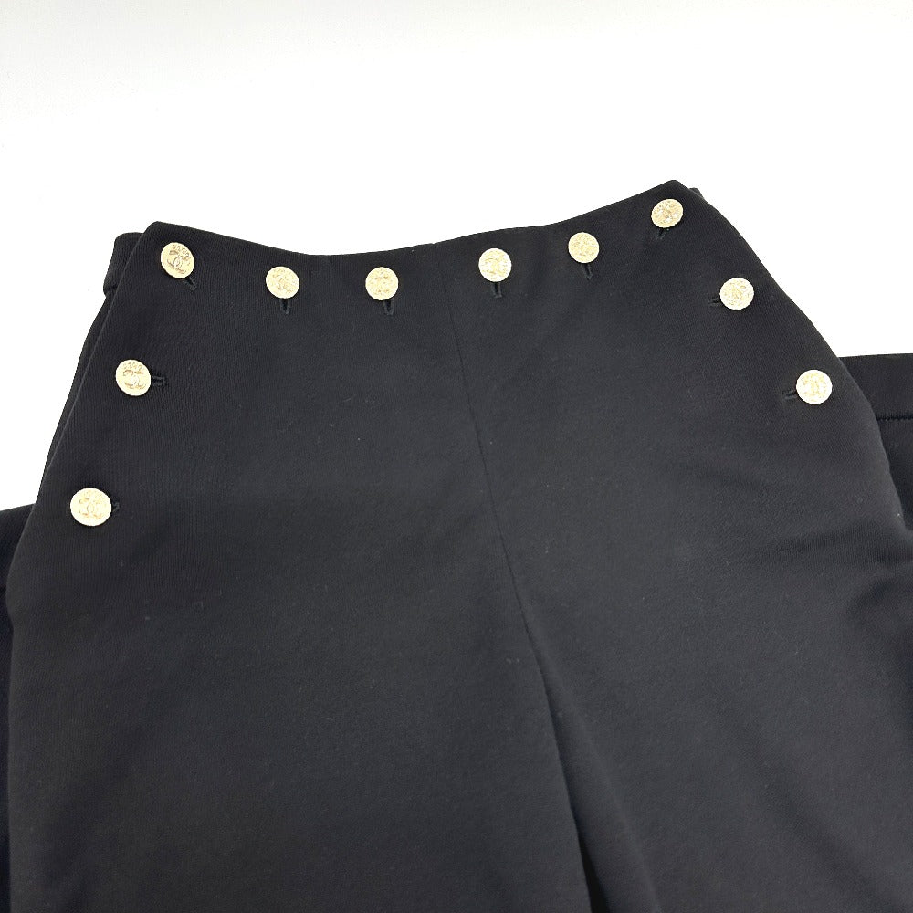 CHANEL Pants P76230 cotton black 24A COCO Mark Button CC Women 34 Used Authentic