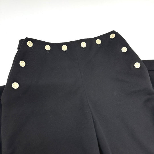 CHANEL Pants P76230 cotton black 24A COCO Mark Button CC Women 34 Used Authentic