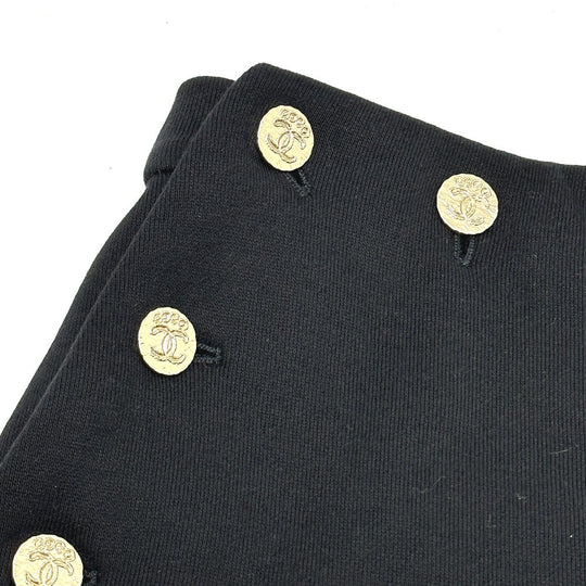 CHANEL Pants P76230 cotton black 24A COCO Mark Button CC Women 34 Used Authentic