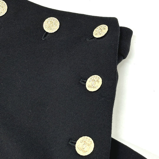 CHANEL Pants P76230 cotton black 24A COCO Mark Button CC Women 34 Used Authentic