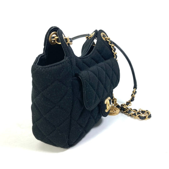 CHANEL Shoulder Bag AS3710 Jersey black Matrasse Small Hobo