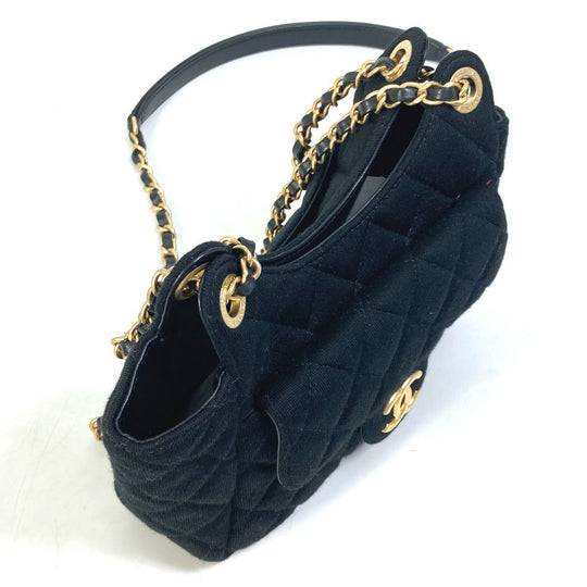 CHANEL Shoulder Bag AS3710 Jersey black Matrasse Small Hobo