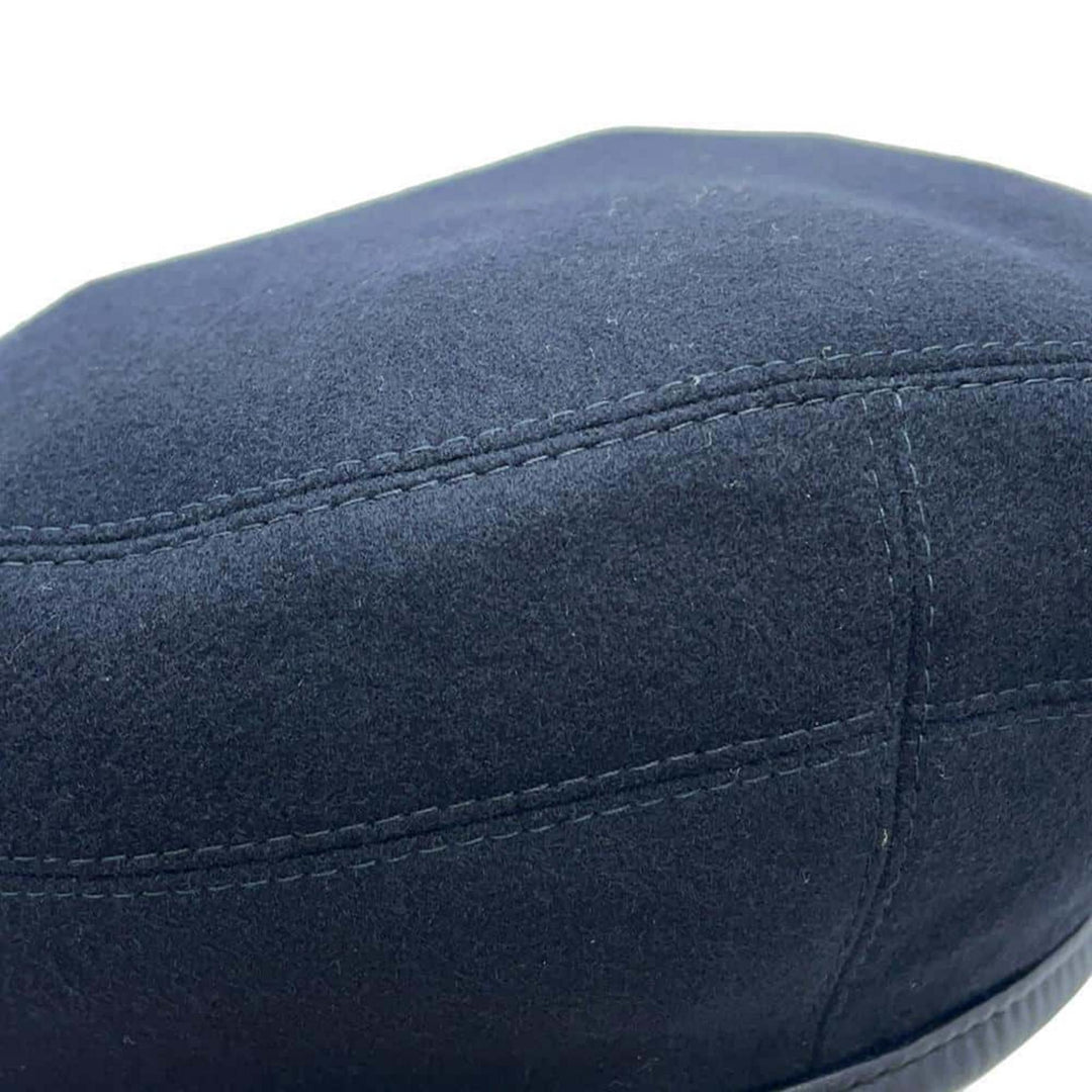 HERMES Saint-Honore Lift Embroidery Cashmere Black Beret Preloved