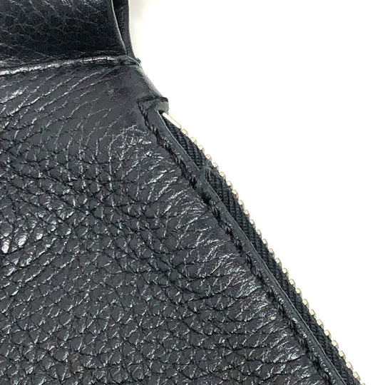 CHANEL Shoulder Bag Calf leather black logo fringe