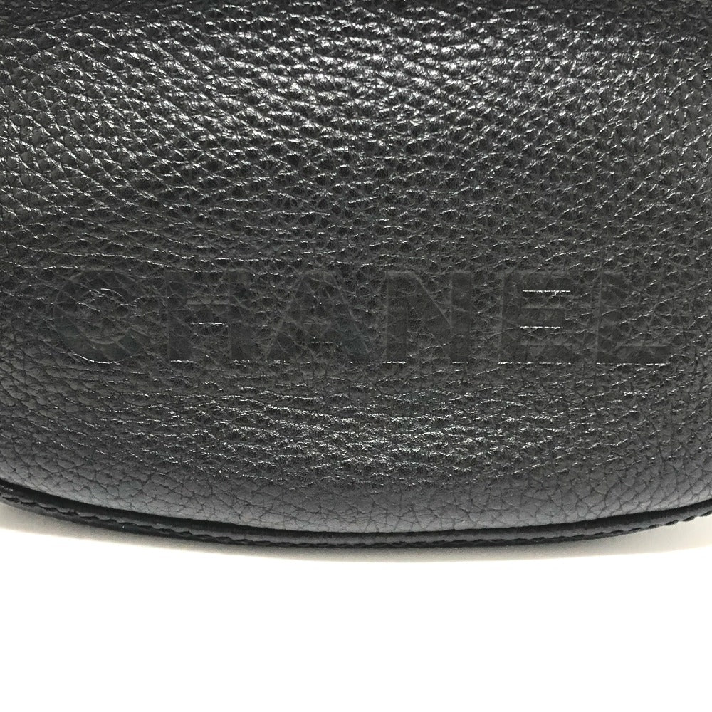 CHANEL Shoulder Bag Calf leather black logo fringe
