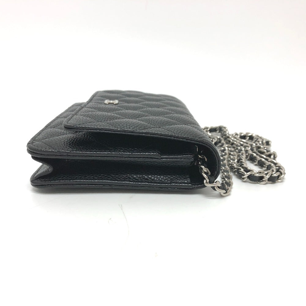 CHANEL Shoulder Bag AP0250 Caviar skin black Matelasse COCO Mark Classic Women Used Authentic