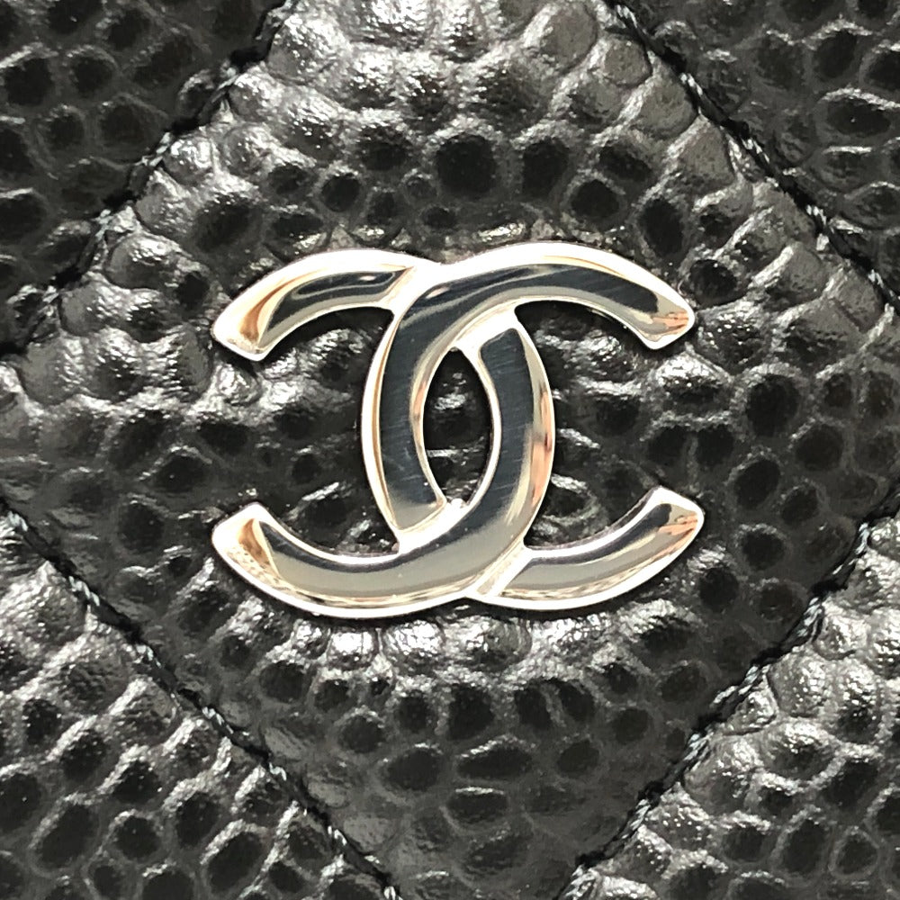 CHANEL Shoulder Bag AP0250 Caviar skin black Long Wallet Purse COCO Mark Women Used Authentic