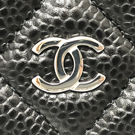 CHANEL Shoulder Bag AP0250 Caviar skin black Long Wallet Purse COCO Mark Women Used Authentic