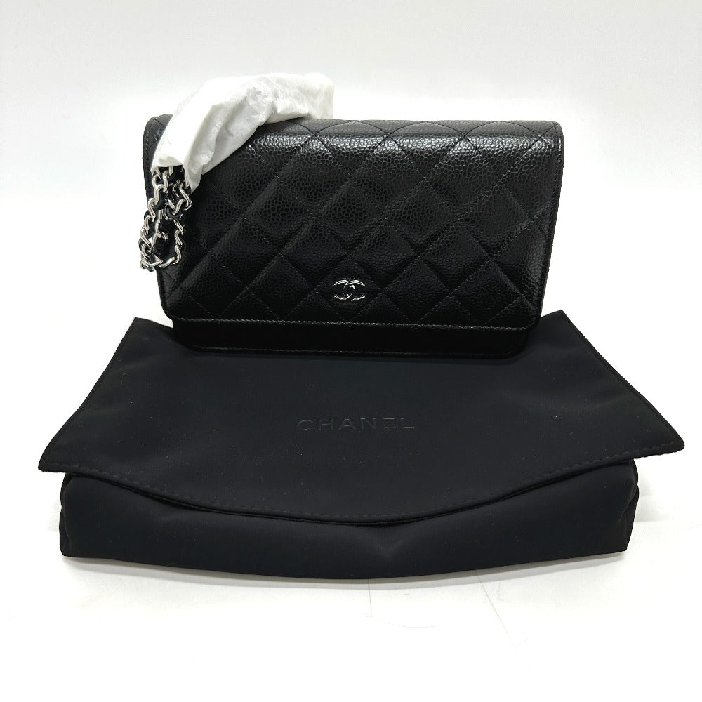 CHANEL Shoulder Bag AP0250 Caviar skin black CC Matelasse COCO Mark Classic Chain Wallet