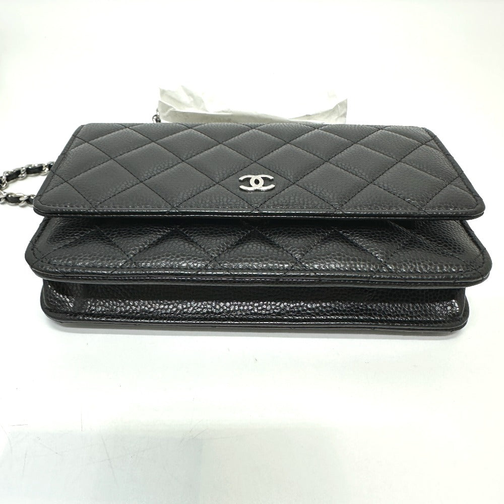 CHANEL Shoulder Bag AP0250 Caviar skin black CC Matelasse COCO Mark Classic Chain Wallet