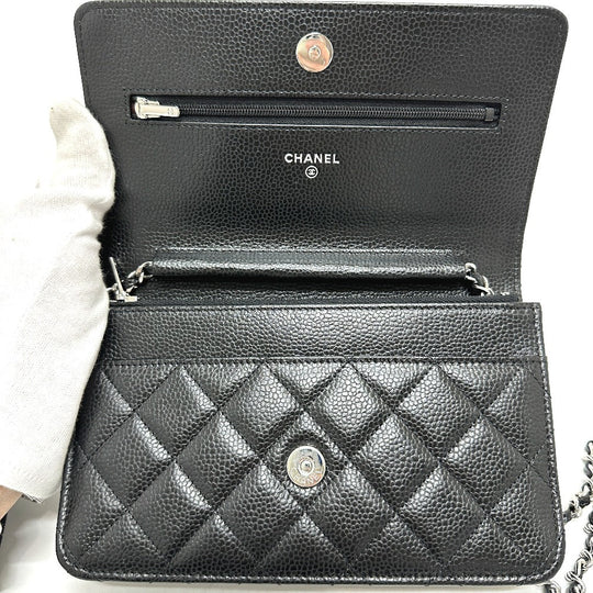 CHANEL Shoulder Bag AP0250 Caviar skin black CC Matelasse COCO Mark Classic Chain Wallet