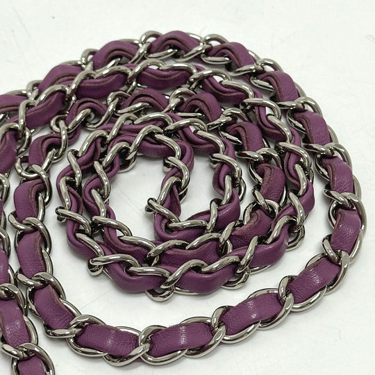 CHANEL Shoulder Bag lambskin purple COCO Mark Minimato Matelasse 20 Women Used Authentic