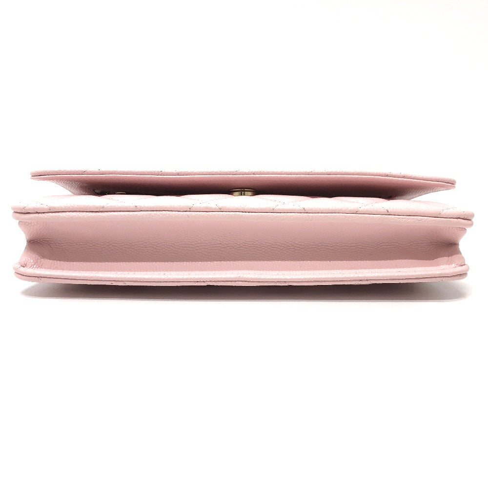CHANEL Shoulder Bag AP0250 Caviar skin pink COCO Mark CC Chain wallet Women Used Authentic