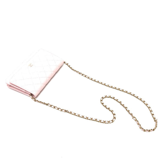 CHANEL Shoulder Bag AP0250 Caviar skin pink COCO Mark CC Chain wallet Women Used Authentic