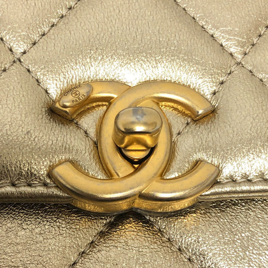 CHANEL Shoulder Bag AS3240 lambskin gold Matelasse COCO Mark Rhinestone