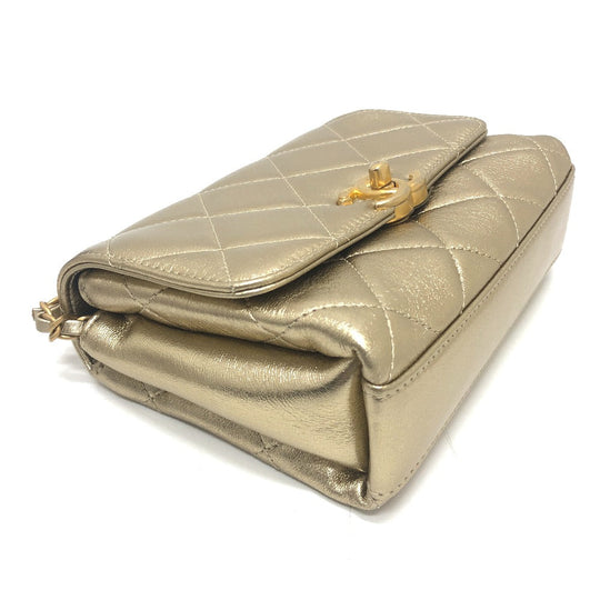 CHANEL Shoulder Bag AS3240 lambskin gold Matelasse COCO Mark Rhinestone
