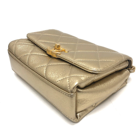 CHANEL Shoulder Bag AS3240 lambskin gold Matelasse COCO Mark Rhinestone