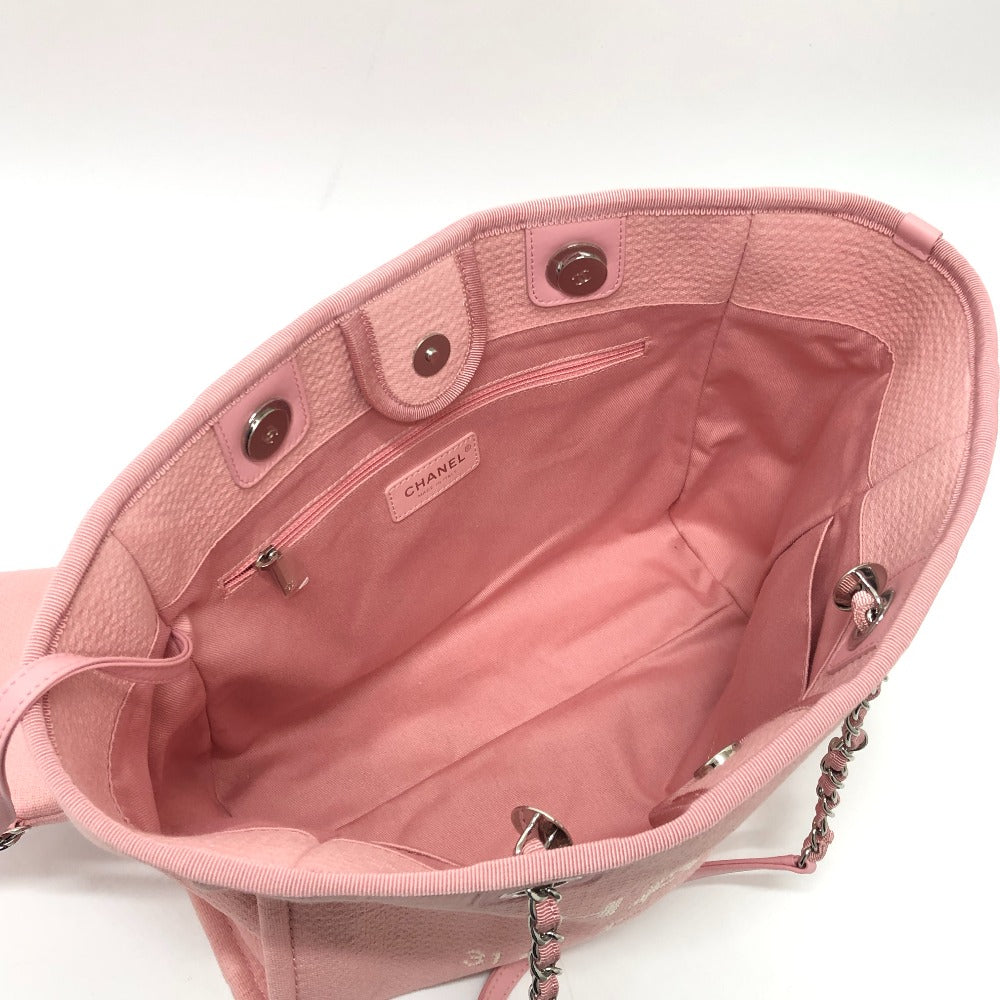 CHANEL Shoulder Bag AS3257 canvas pink Deauville Women Used Authentic