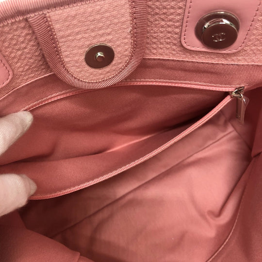 CHANEL Shoulder Bag AS3257 canvas pink Deauville Women Used Authentic