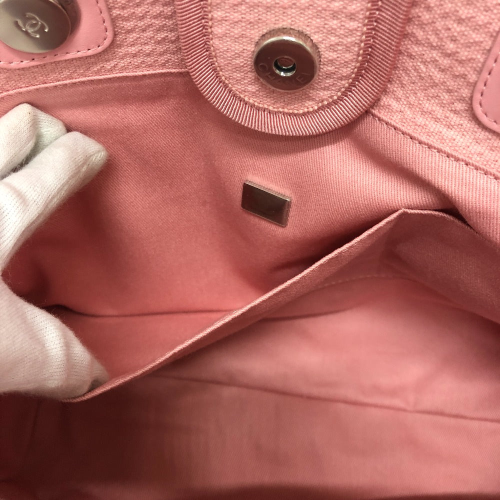 CHANEL Shoulder Bag AS3257 canvas pink Deauville Women Used Authentic