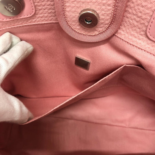 CHANEL Shoulder Bag AS3257 canvas pink Deauville Women Used Authentic
