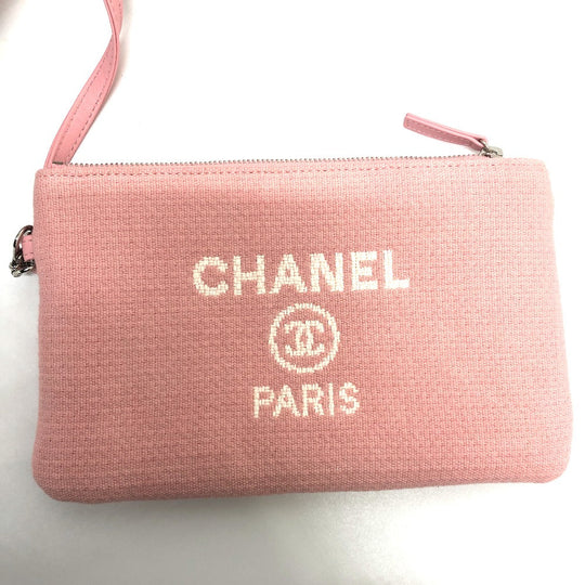 CHANEL Shoulder Bag AS3257 canvas pink Deauville Women Used Authentic