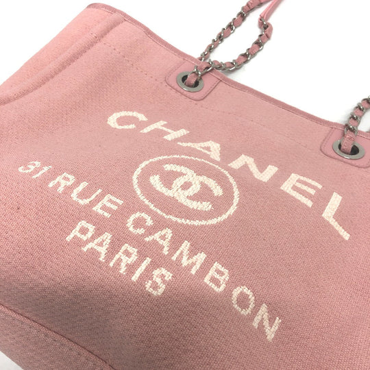 CHANEL Shoulder Bag AS3257 canvas pink Deauville Women Used Authentic