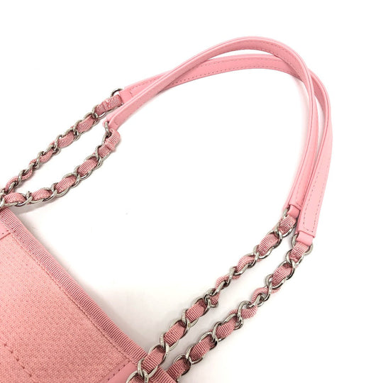 CHANEL Shoulder Bag AS3257 canvas pink Deauville Women Used Authentic
