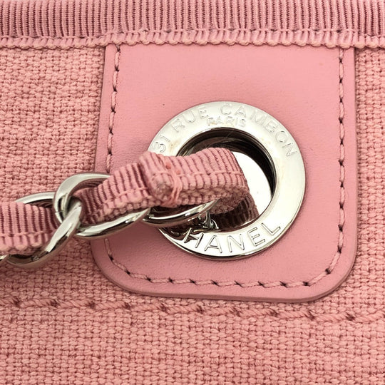CHANEL Shoulder Bag AS3257 canvas pink Deauville Women Used Authentic