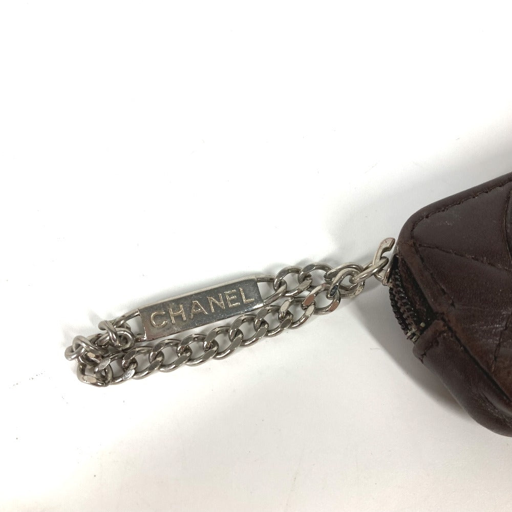 CHANEL pencil case leather Brown Cambon line CC COCO Mark
