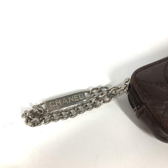 CHANEL pencil case leather Brown Cambon line CC COCO Mark